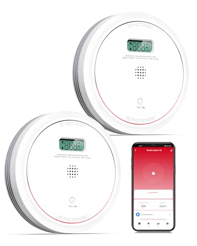 Wi-Fi Smoke Detector Carbon Monoxide Detector Combo with Replaceable Battery,