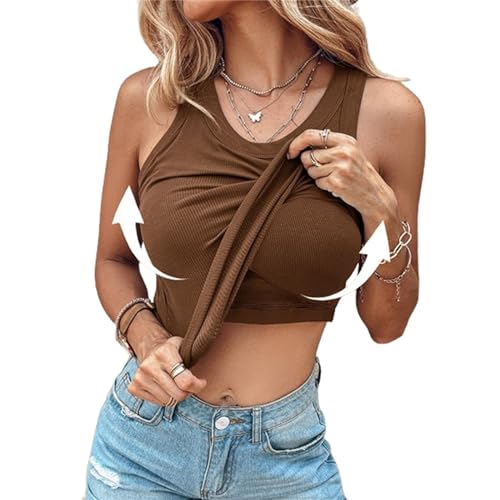Débardeur avec soutien-gorge intégré anti-frottement chemise sans manches coton