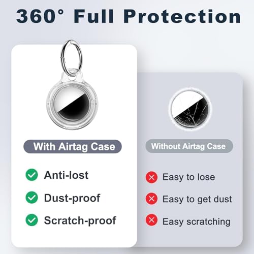 Image of MOLOSLEEVE Case for AirTag 2nd Gen (2026) & 1st Gen, Shockproof Holder Anti-Scratch Protective Cover for Air Tags, Men's Women's Keyrings & Keychains for Keys, Luggage, Bags, Clear