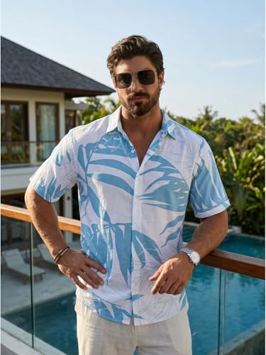Image of BROWN CULTURE Men's Cotton Blend Abstract Print Shirt with Spread Collared Half Sleeves Standard Length and Button Down Closure Type | Shirt for Man