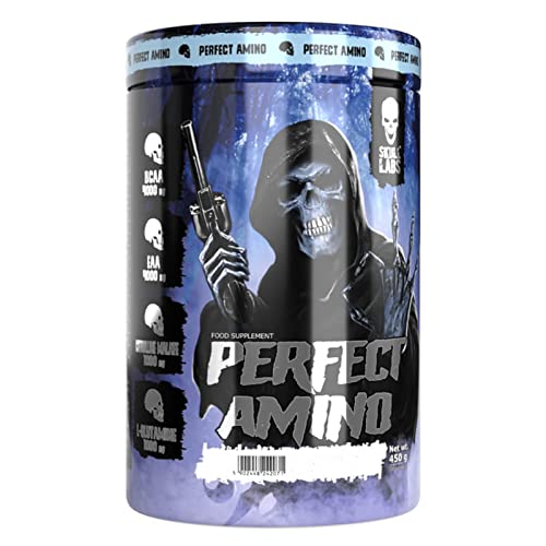 Skull Labs Perfect Amino | 2:1:1 BCAA + EAA Pulver | 450g je Behälter | hochdosiert | Aminosäuren Magnesium Leucin Kraftsport Body Building | Nahrungsergänzungsmittel (Mango Lemon - Mango Zitrone) Cover