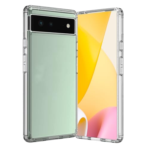 Handyhülle für Google Pixel 6 Hülle mit Kameraschutz, Stoßfest Kratzfest, Extrem Haltbarkeit Fallschutz Schutzhülle, Anti-Rutsch, Fingerabdruck, Unterstützt kabelloses Laden Pixel 6 Case, Transparent