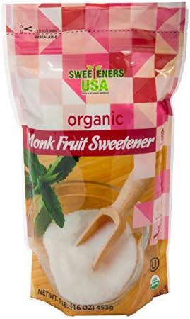Organic Monk Fruit Sweetener | 1 LB | All Natural | Sugar Substitute |1:1 ratio | Classic White- NON GMO | Kosher Certified | GLUTEN FREE