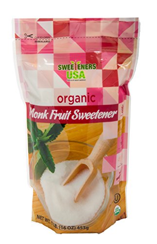 Organic Monk Fruit Sweetener | 1 LB | All Natural | Sugar Substitute |1:1 ratio | Classic White- NON GMO | Kosher Certified | GLUTEN FREE