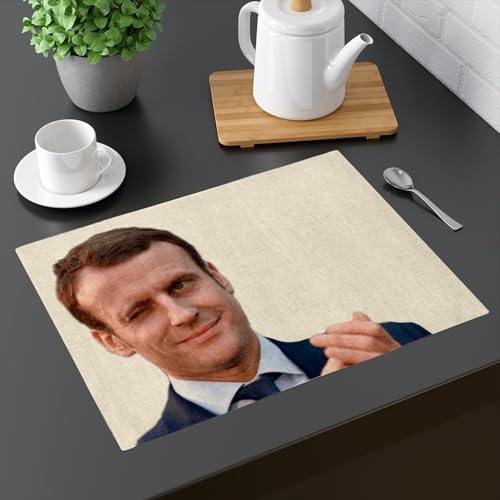 Lot de 4 sets de table en lin Macron grand format pour table a manger - 3