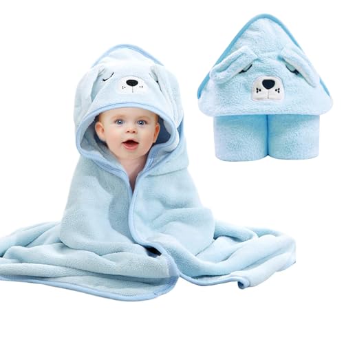 Toalla de baño para bebé, de forro polar coral ultrasuave, toallas para recién nacidos, con capucha, para niños, 31 x 31 pulgadas, diseño de animales, toalla de bebé absorbente para recién nacidos,
