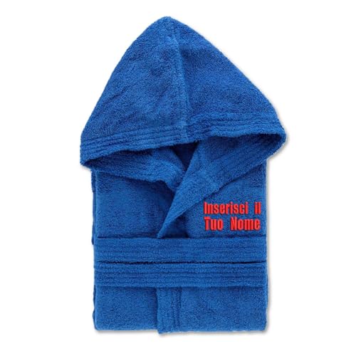 Gruppo - accappatoio personalizzato ricamato 100% - in morbida spugna 100% . uomo donna con cappuccio cotone