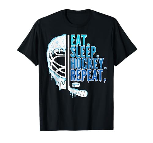 Hockey Ice Cream Drip Eat Sleep Hockey Repeat Boys T-Shirt