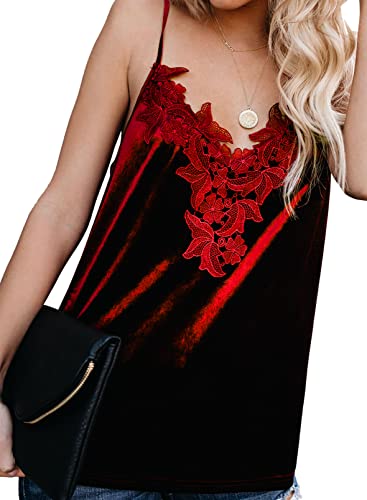 lime flare Women Sexy Velvet V Neck Lace Cami Tank Tops4