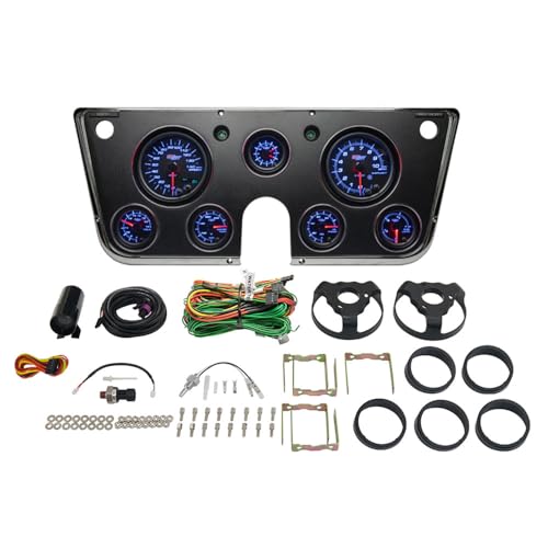 GlowShift 7-Gauge Cluster Package Compatible with Chevy C10 1967-1972 - Black 7 Color Speedometer, Tach, Oil Pressure, Water Temp, Fuel Level, Clock & Volt Gauges - Direct Fit Dashboard Panel Pod