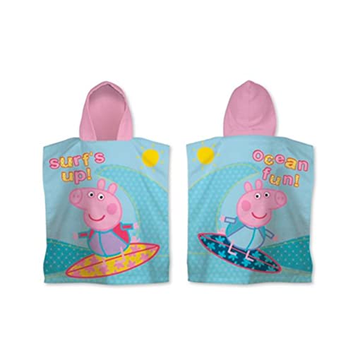 Character World Peppa Pig Diving Poncho for Kids, Boys & Girls - 100% Cotton Poncho - Ultra Soft, Breathable & Lightweight - Poncho Changing Robe - Towel Poncho for Children