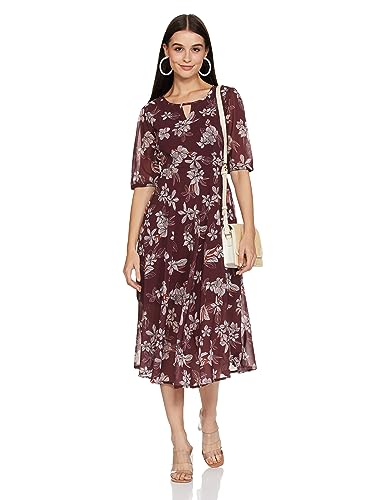 Image of Amazon Brand - Eden & Ivy Women's Georgette Fit & Flare One Piece Midi Length Dress (with Lining)