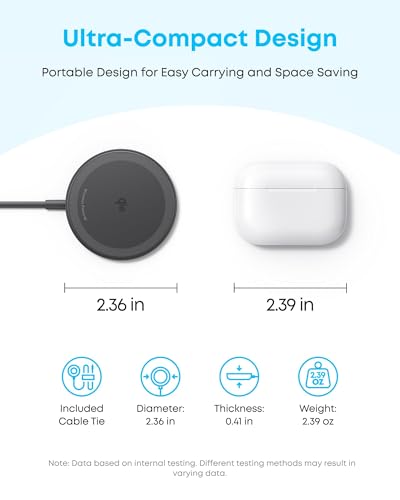 Anker Zolo Magnetic Wireless Charger, 2-Pack Qi2 Certified 15W MagSafe-Compatible Wireless Charging Pad, for iPhone 17/16/15/14/13 Series, AirPods, and More (Not for Pixel, Adapter Not Included) - Image 6