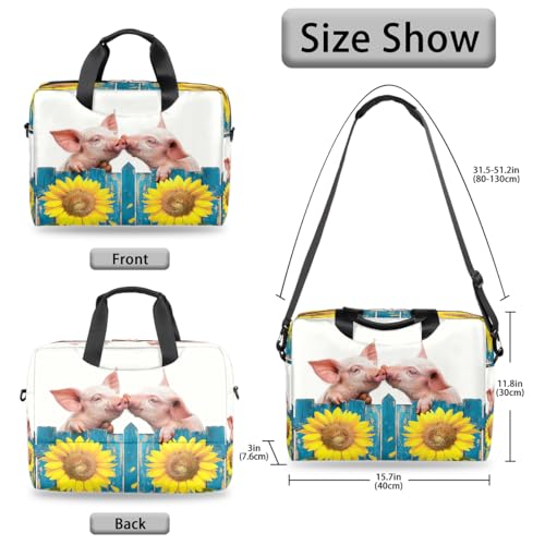 Maletín para portátil con diseño de cerditos y girasol 15.6 pulg miniatura 6