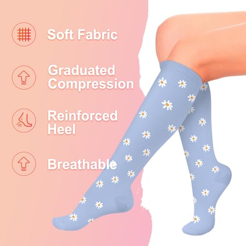 Image of 4 Pairs Compression Socks for Women Circulation-Best Support for Nurses,Running,Athletic,Travel