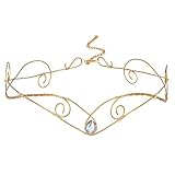 CoTeeZa Handmade Fairy Circlet Viking Crown Gold Headpiece Wedding Medieval Headband Colored Crystal Tiara Hair Accessory Festival Costume for Women Men Birthday Carnival Party