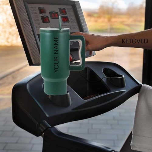 Image of Personalised with Your Name, 1200ml Tumbler with Straw-Handle-Stainless Steel Double Wall Insulated Cup | Leakproof Sipper Mug for Hot-Cold Drinks |Coffee - WaterTumbler (Green Custom)