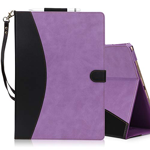 FYY [Leather Case] with [Apple Pencil Holder] for 2019 iPad Air 3 10.5/2017 iPad Pro 10.5 inch Case, Flip Folio Stand Case Protective with [Auto Sleep Wake],Multiple Stand Angles, Card Slots Purple