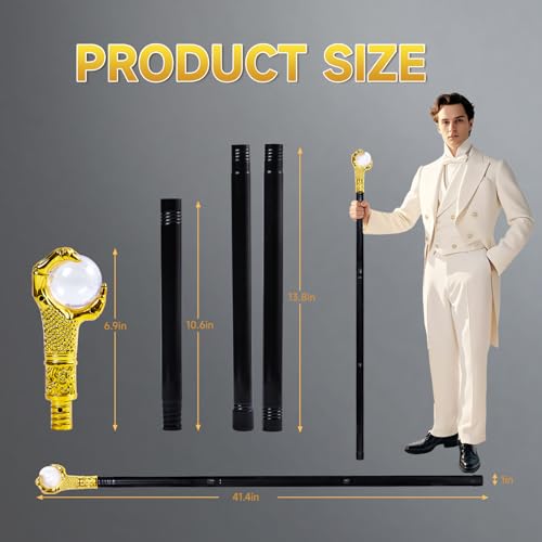 GAGIFT WORLD Dragon Wizard Staff, 41\" Metal Pimp Walking Cane for Costumes Medieval King Scepter & Witch Cosplay Accessory Halloween Party Props LARP Gift for Adults & Kids (Vintage Design)