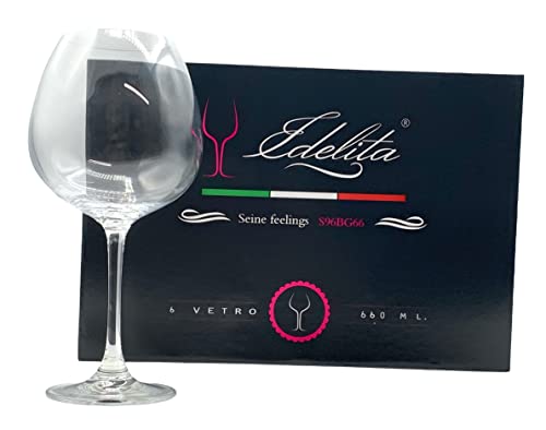EDELITA Copas de Vino Borgoña, 660 ml, Juego de 6 Copas Especiales para vino Tinto cristal sin Plomo, Copas para vino Tinto Grande, con una oxigenación ideal para degustar el vino Cover