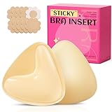 Dandelion Pact Double Sided Sticky Bra Inserts, Invisible Push Up Sticky Bra Pads for Large Breasts, Stick on Bra for Bikini Swimsuits (Large, Light Beige)