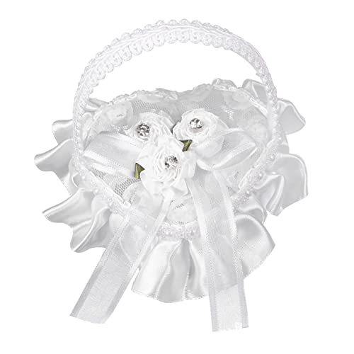 BRIGHTFUFU Mini Lace Ring Box Heart Shape Ring Holder Wedding Decor for Photo Booth Props