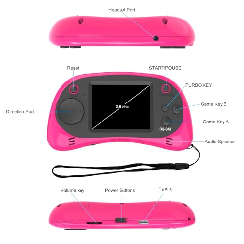 Kids Handheld Portable Video Game Player with 200 Games - 16 Bit 2.5 Inch IPS Screen Mini Retro Electronic Machine for Boys Girls by EASEGMER - Image 4