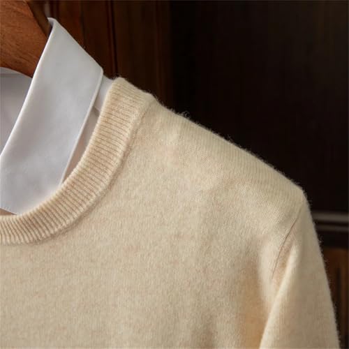 Men Knitting 100% Solid Wool Sweaters Round Neck Thickened Loose Fitting Style Warm Pullover2