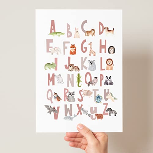 Scandi Animal Alphabet, Children's Educational Print, Boho Animal Alphabet Poster, Peg Animal Alphabet