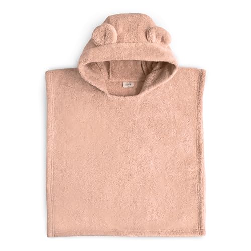 Image of mushie Poncho Towel for Toddlers and Kids (Blush) | Organic Terry Cotton | Ages 1-3 Years