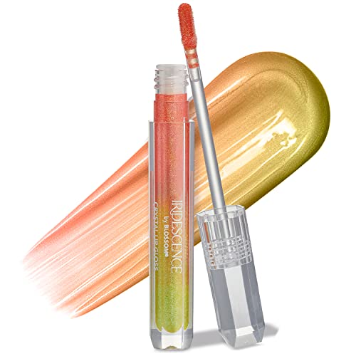 Blossom Iridescence Watermelon Flavored, Longlasting High Gloss, Glitter Shimmer Sparkle Crystal Lip Gloss, 0.08 Fl Oz, Ombre Gold, Citrine Sunshine #TOP24