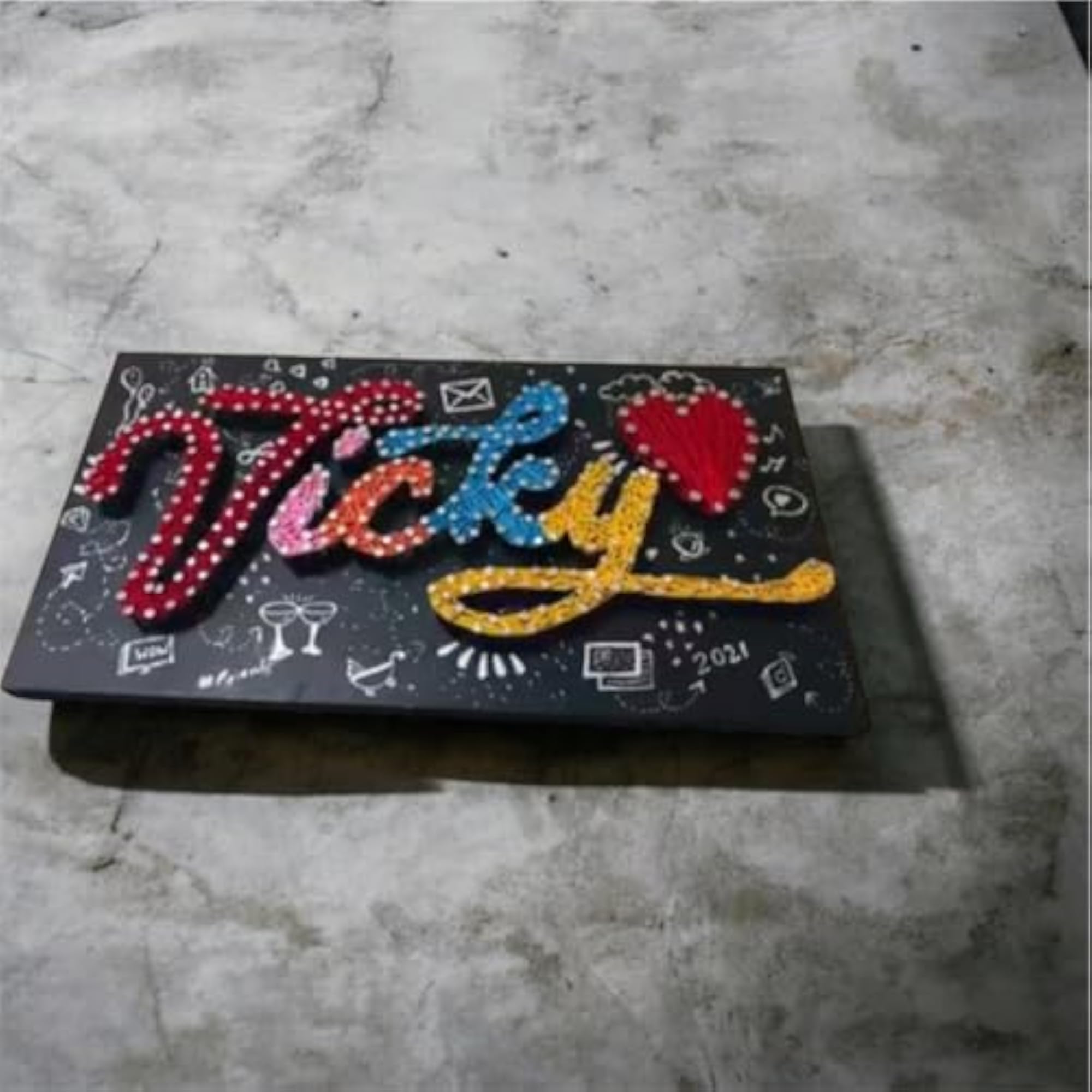 Personalised String Art Name Plate, Handmade Decor
