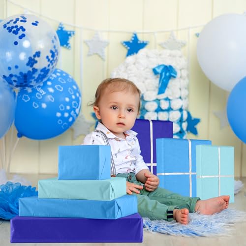 Image of NEBURORA Assorted Blue Gift Wrap Paper Set 60 Sheets Wrap Tissue Paper 3 Colors for DIY Gifts Packaging Easter Baby Shower Birthday Wedding Christmas and Blue Party Decoration