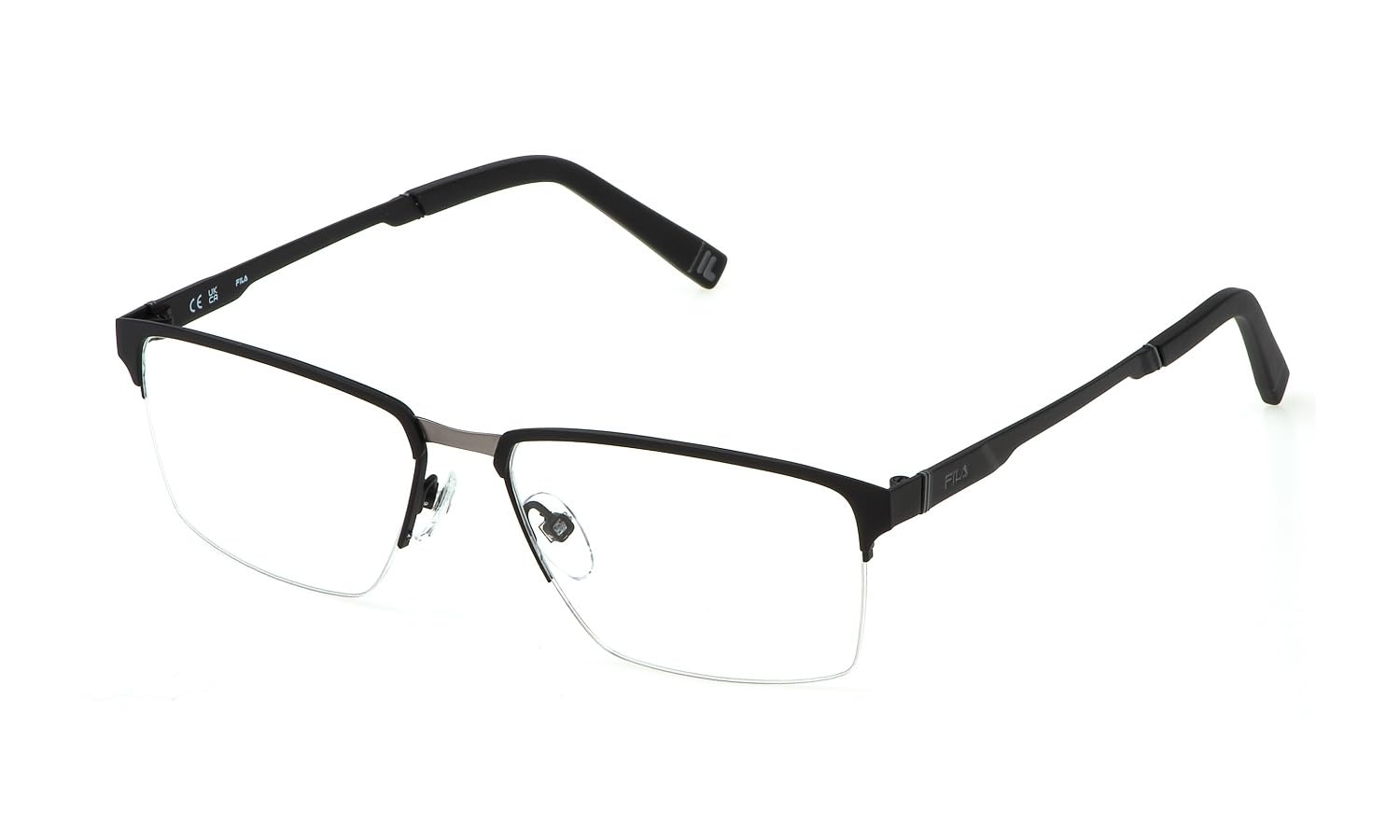 FILA Brille mit Sehstärke für Herren optional mit Sonnenbrillentönung oder Blaulichtfilter, Quadratisch, gefertigt aus Metall (inklusive Brillenetui)