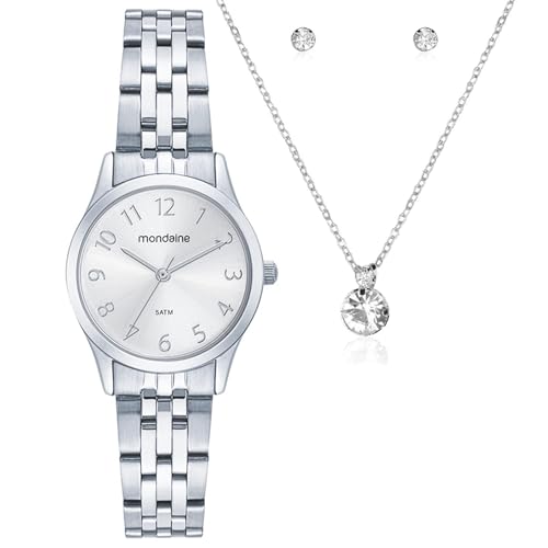 Kit Relógio Mondaine Prata Feminino 32608L0MKNE2K1 semi-joias