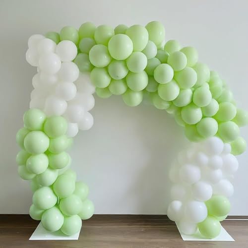 Image of Regular Balloon Combo For Decoration with Glue Dots & Balloon Arch Strip - Party Decor Set For Easy Party Setup (GREEN WHITE, 100)