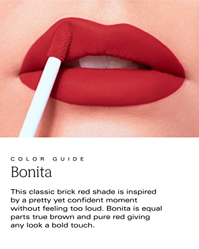 Pdl Cosmetics By Patricia De León | Bold Aspirations Liquid Lipstick (Bonita) | Highly Pigmented Smooth Matte Finish | Brick Red Tone | Long Lasting, Non-Transfer, Hydrating Formula | Vegan | Cruelty-Free | .14 Fl Oz #TOP3