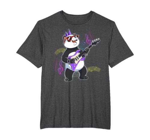 Panda Guitar Rockstar T-Shirt, Men's Big and Tall, Dark Heather Grey, 3X Tall
