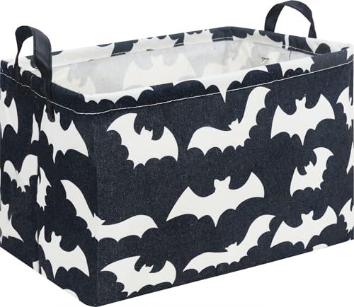 Image of Rectangle Storage Basket with Handles,Collapsible Storage Bin,Books Box,Gift Basket(Bat)