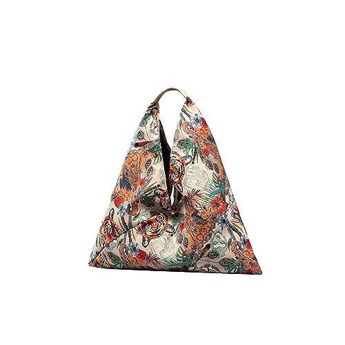 Image of CORIOS Canvas Handbag for Women - Ethnic Style Tote Top Handle Summer Beach Large Shoulder Bag