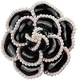Aslike Flower Brooch Pearlescent Black Petal Elegant Exquisite Art Brooch for Women Wedding Banquet Anniversary Brooch