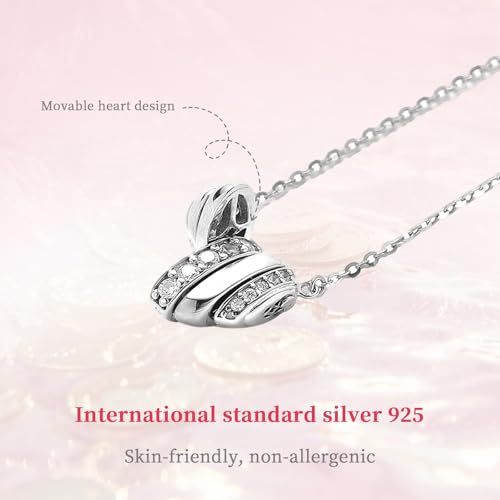 925 Silver Heart Necklace with cubic zirconia for Women, Anniversary Birthday Gifts for Wife, Girlfriend, Mom (18''+2")2