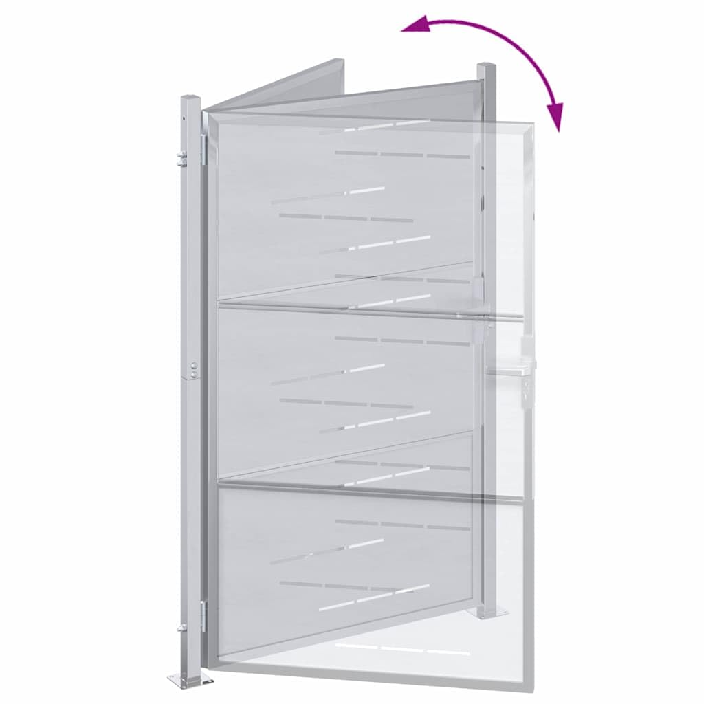 vidaXL Cancello da Giardino Argento 85 x 144 cm Acciaio Inossidabile, Cancello in Acciaio Moderno per Giardino e terrazza, barriera sicura e Ingresso Rettangolare