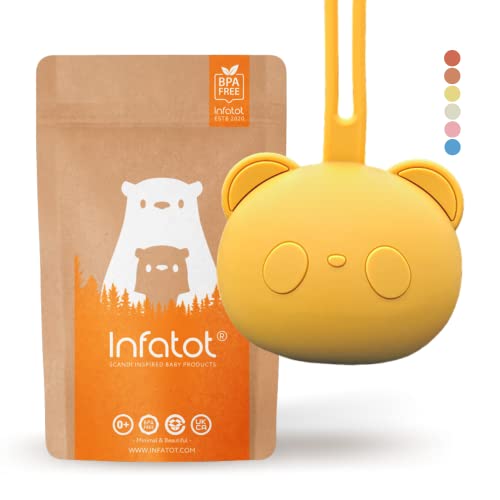 Infatot® Silicone Dummy Case - Pacifier Holder Soother Pod Case W/Strap - Dummy Box 100% Free from BPA, PVC, Dummy Holder Case, Dummies Case Pair with Dummy Clip, Dummy Cases for Babies - Yellow