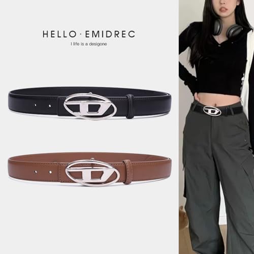 Women's jeans belt, fashionable dress decoration, shiny letter D-buckle 3cm wide belt,Dress, jeans, single needle buckle3