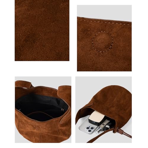 Sac à bandoulière en daim grand format et sangle réglable - 5