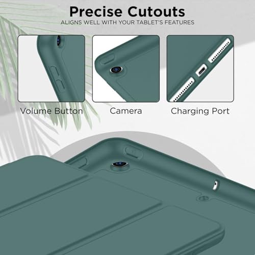 Image of M Cart Smart Case iPad 7 (2019) / iPad 8 (2020) / iPad 9 (2021) 10.2 inch Flip Cover | Leather Finish Flip Cover Shockproof Back Case for iPad 7 / iPad 8 / iPad 9 (10.2 in) (Trifold Green)