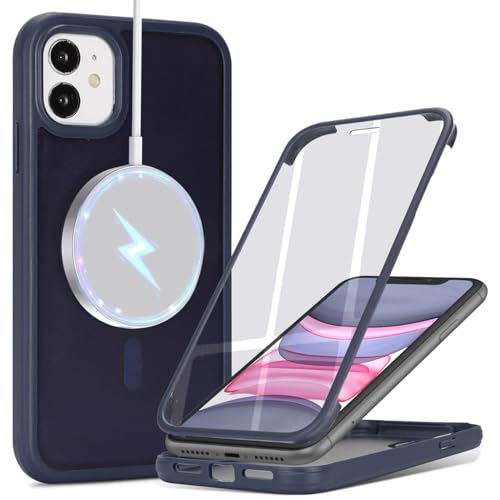 Zouzt Magnetic for iPhone 11 Case Screen Protector, Navy Blue