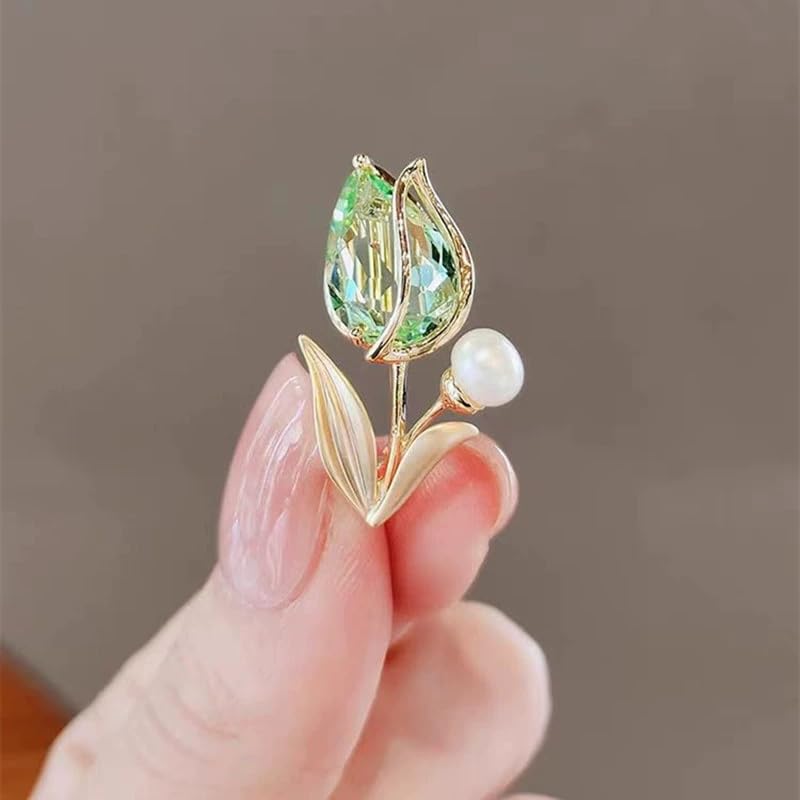 Image of Elegant Floral Brooch Pins for Women, Crystal Pearl Rhinestone CZ Flower Lapel Pin Wedding Party Exquisite Brooches and Pins for Women Ladies