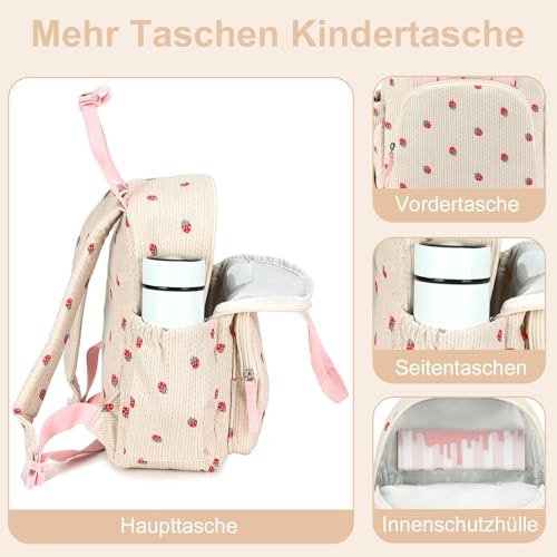 LEDAOU Kinderrucksack, Wasserdicht, für Kinder 2-4 Jahre, Kita und Schule, Jungen und Mädchen (Erdbeerreis)